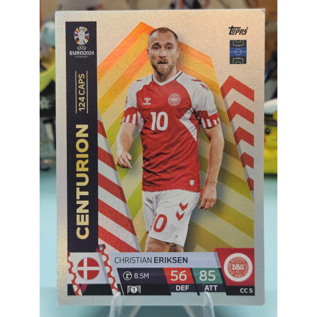 Thẻ CENTURION Christian Eriksen Topps Match Attax Euro 2024 (Denmark) (Bóng Đá)