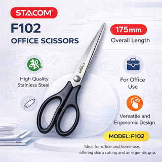 Kéo học sinh - văn phòng | kích thước 17.5cm, lưỡi dày 2.0mm, siêu bén | stacom f102