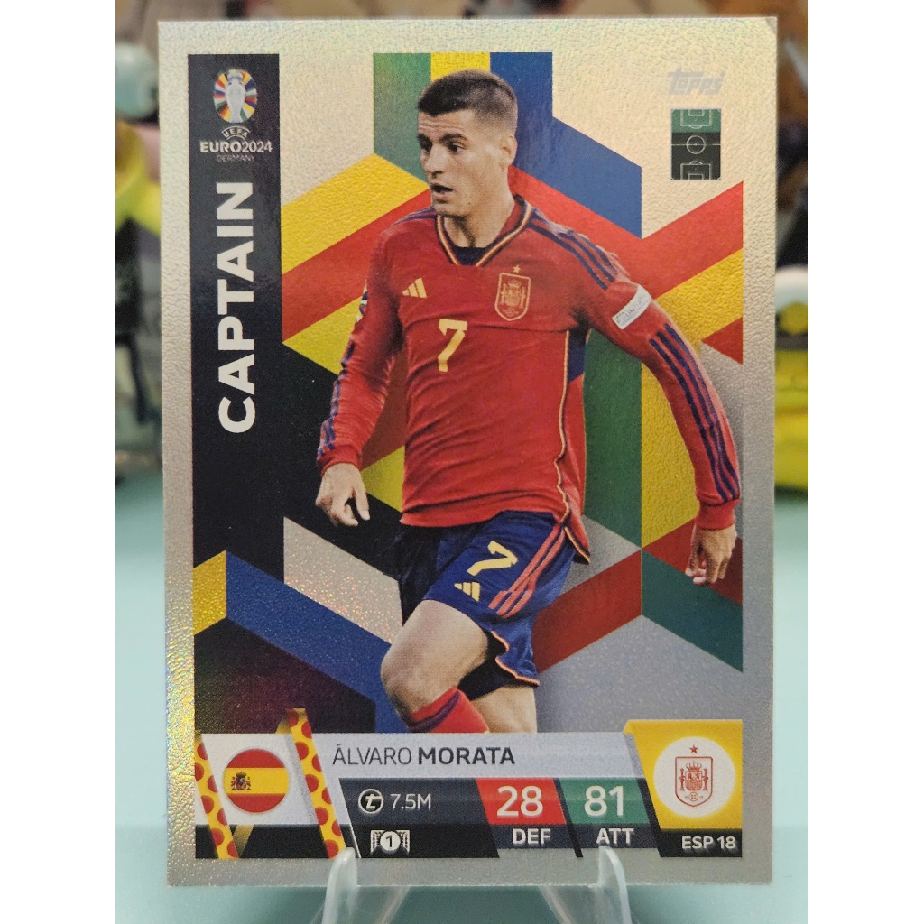 Thẻ CAPTAIN Alvaro Morata Topps Match Attax Euro 2024 (Spain) (Bóng Đá)