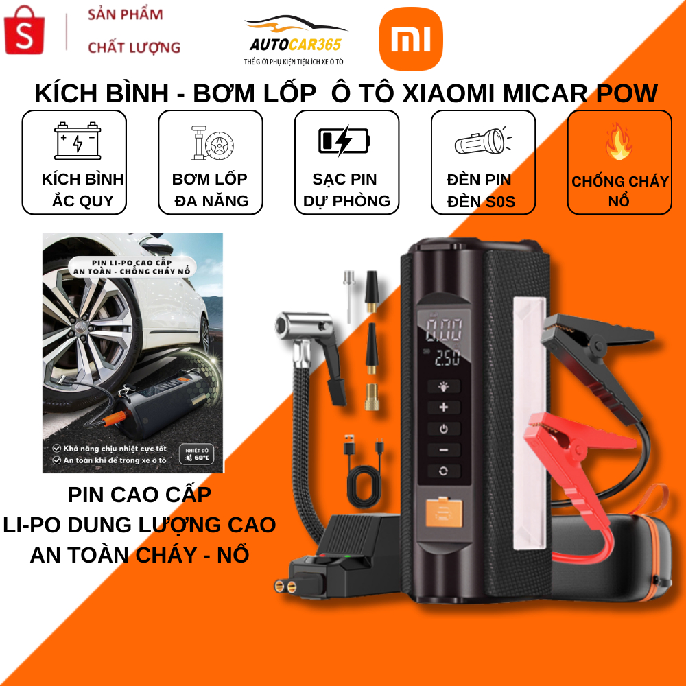 Kích Bình Ô Tô Xiaomi MICAR POW – Bơm Lốp Tự Ngắt 5in1