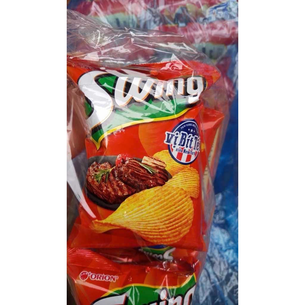 Snack Khoai Tây Swing Orion Vị Bò Bít Tết New York – Khoai Tây Gợn Sóng Giòn Rụm, Đậm Vị Mỹ