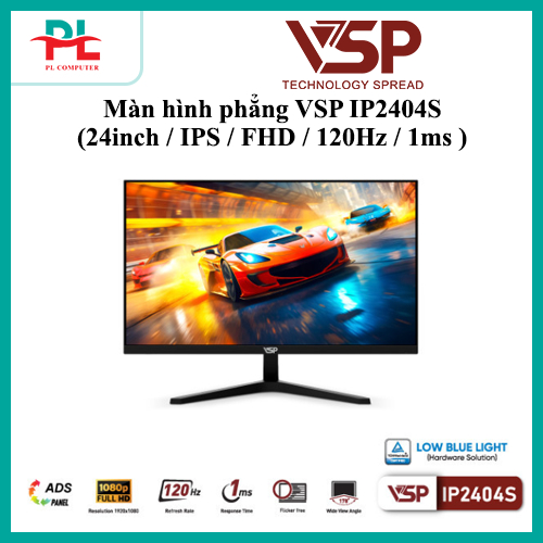 Màn hình VSP IP2404S (24inch / IPS / FHD / 120Hz / 1ms / Đen) Ver2025 - Bảo Hành 36 Tháng