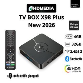 TV BOX X98 Plus 2026 RAM 4GB Bộ nhớ 32GB Điều Khiển Giọng Nói Bảo Hành Chính Hãng 1 Năm Xem TH, Phim, Bóng Đá miễn phí