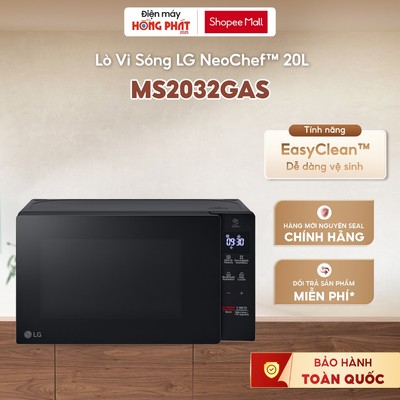 Lò Vi Sóng LG NeoChef™ 20L Màu Đen MS2032GAS - EasyClean™ Thiết Kế Nhỏ Gọn, Dung Tích Lớn Đèn LED [GIAO TOÀN QUỐC]