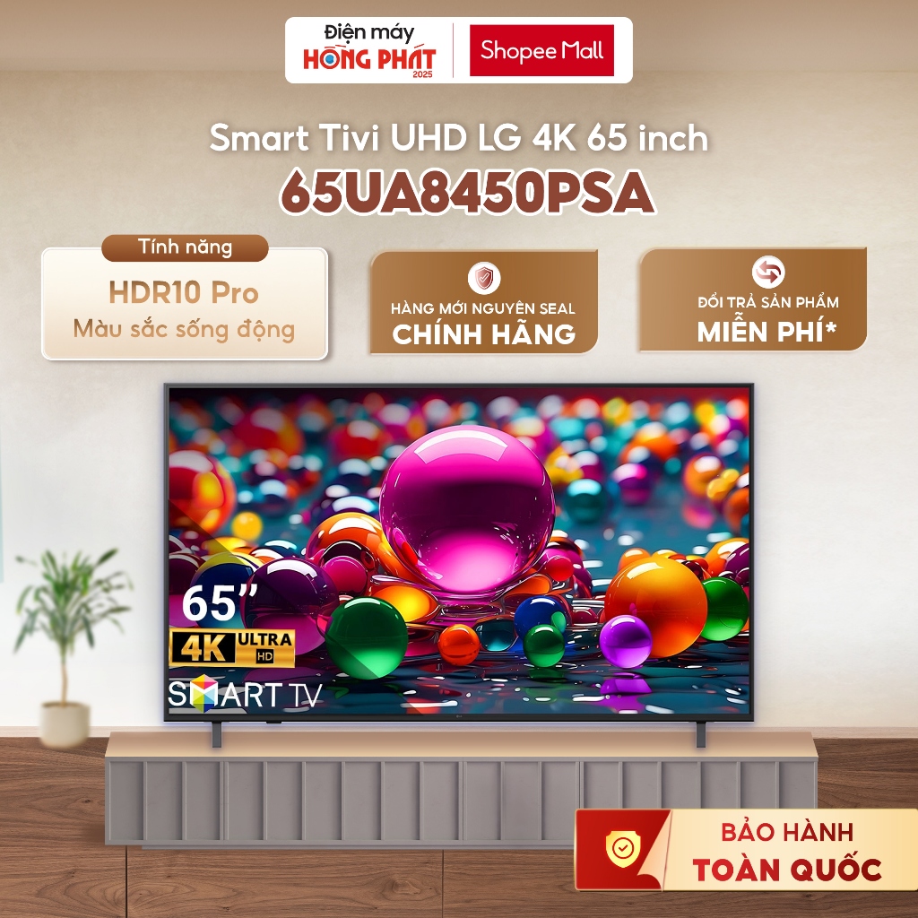 [GIAO TOÀN QUỐC] Smart Tivi LG 4K UHD AI UA8450 65 Inch 65UA8450PSA