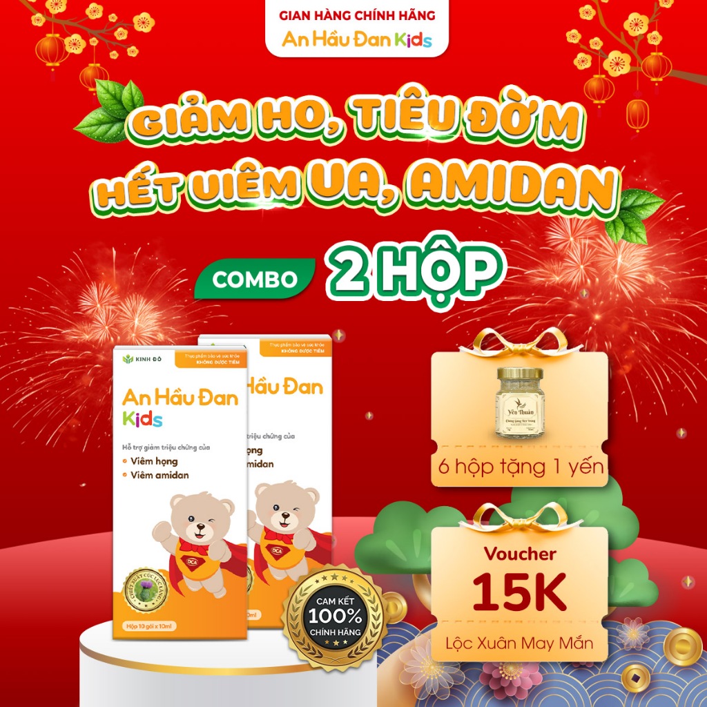 [COMBO 2 HỘP] Siro Ho Cho Bé An Hầu Đan Kids Hỗ Trợ Giảm Ho Viêm Amidan Cho Trẻ Từ 6 Tháng-10 Tuổi