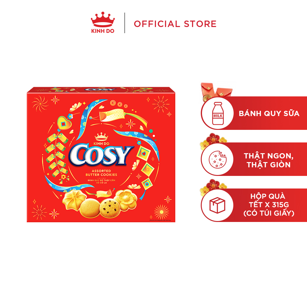 Bánh Quy Bơ Thập Cẩm Cosy Hộp Tết 315g ( Có Kèm Túi Xách ) [Giá sỉ]