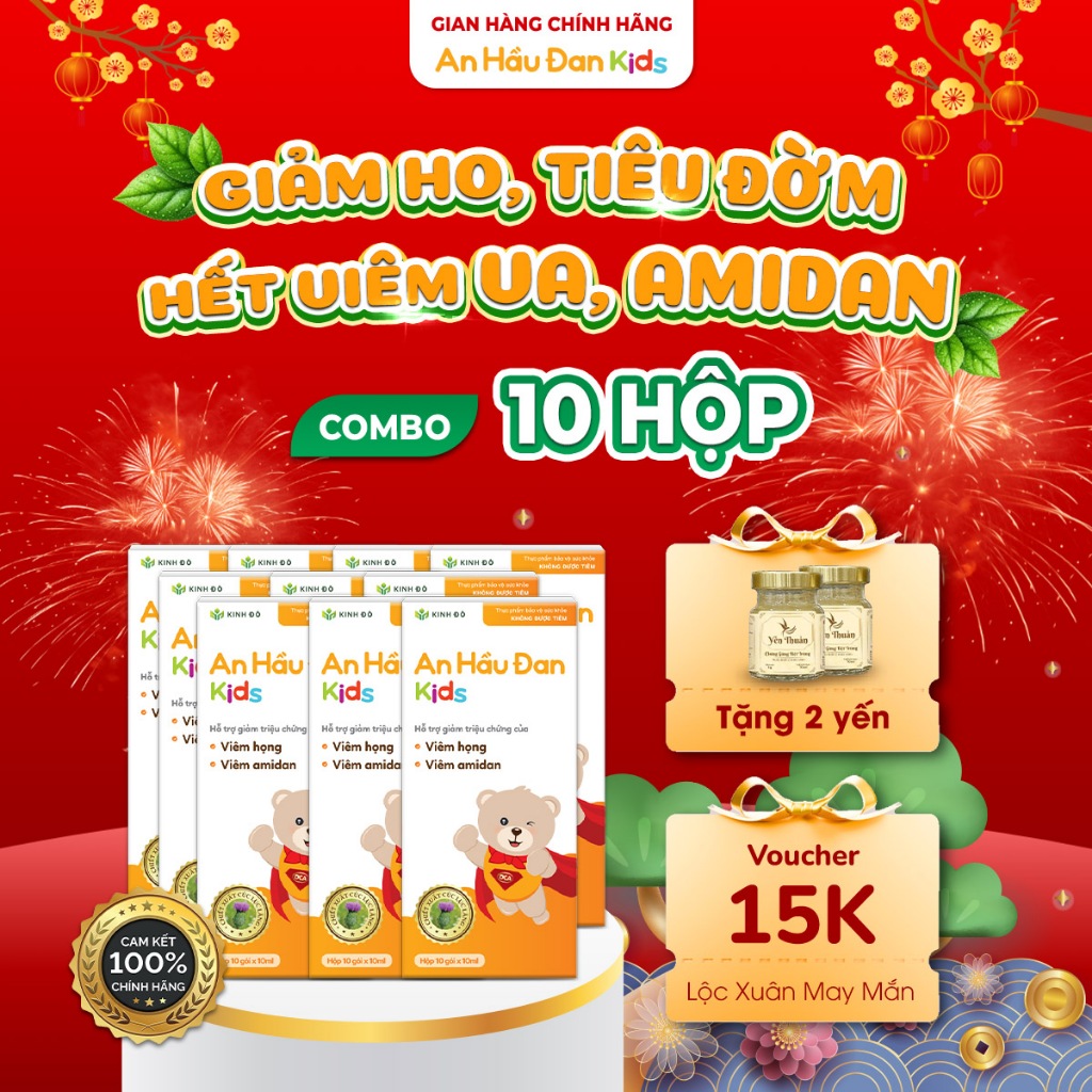 [COMBO 10 TẶNG 2 YẾN] Siro Ho An Hầu Đan Kids Hỗ Trợ Cho Trẻ Viêm Amidan Viêm Va 6 Tháng-10 Tuổi