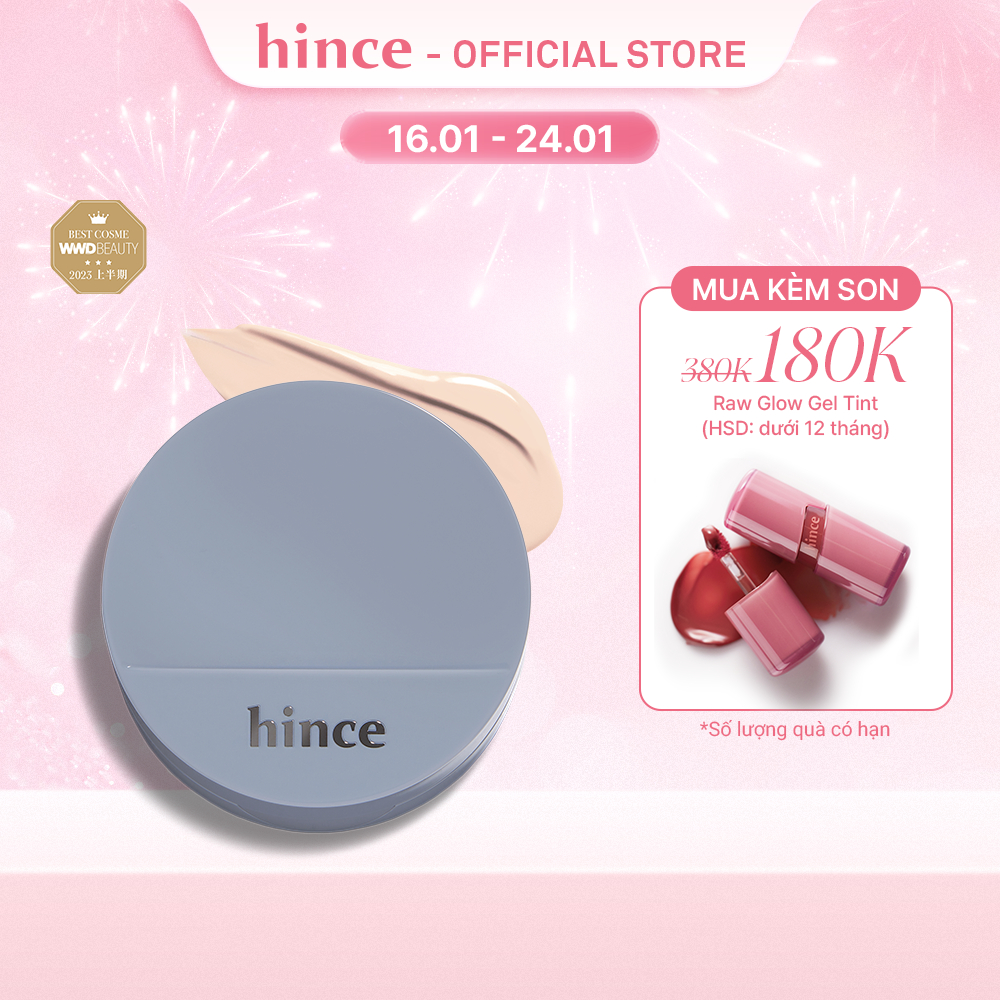 Cushion lì kiềm dầu thuần chay hince Second Skin Mesh & Matte Cushion 12g