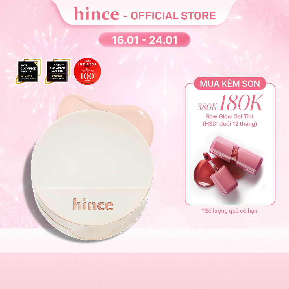 Cushion căng bóng thuần chay hince Second Skin Glow Cushion 12g
