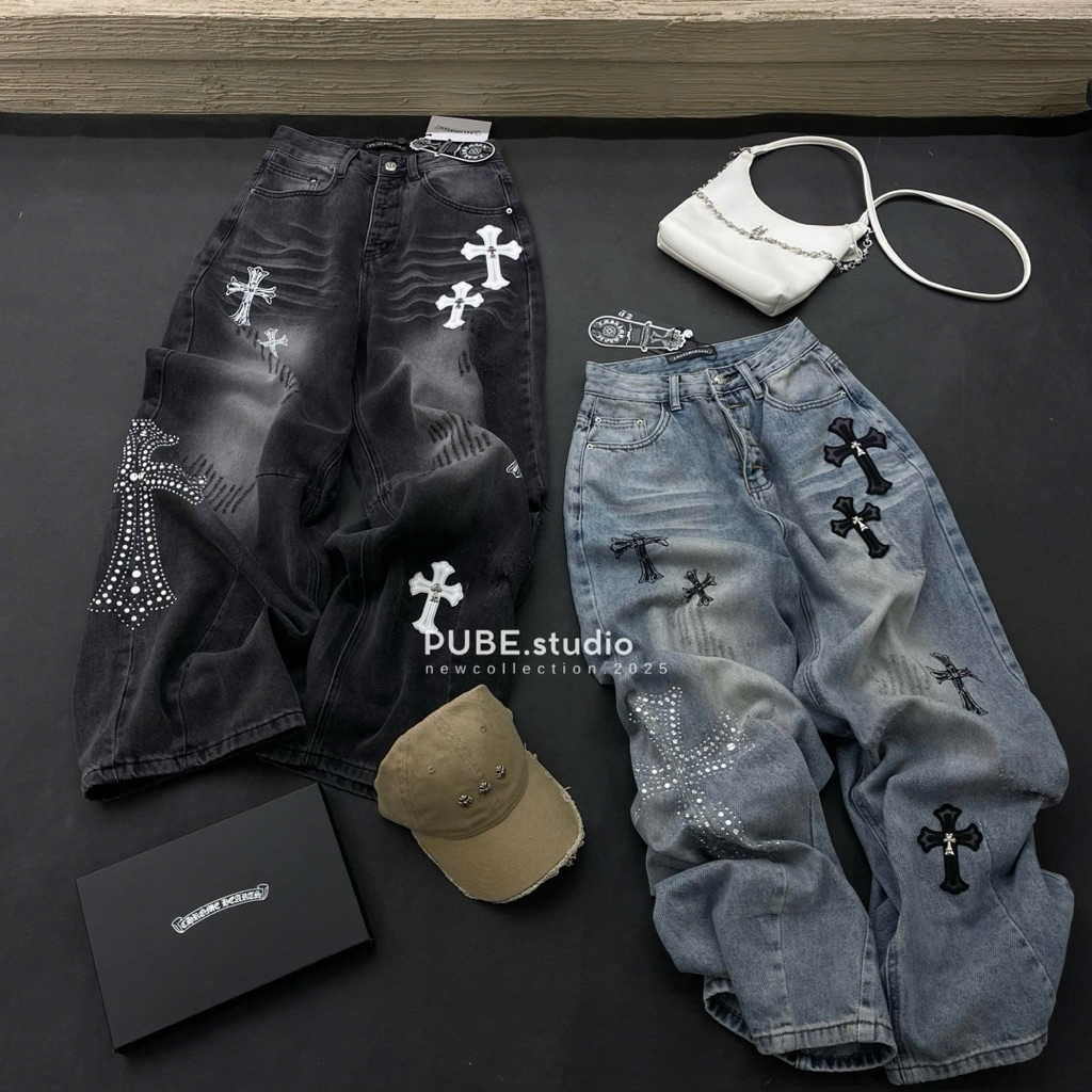 Quần Bò Chome Heart thêu kèm phối đá cá tính QCl1