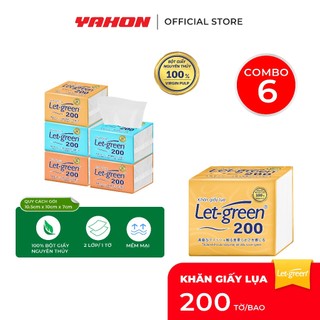 Combo Khăn Giấy Lụa LET-GREEN 200 Tờ 400 Lớp | Bột Giấy Nguyên Thủy Mềm Mại Bền Dai