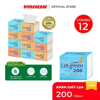 Combo Khăn Giấy Lụa LET-GREEN 200 Tờ 400 Lớp | Bột Giấy Nguyên Thủy Mềm Mại Bền Dai