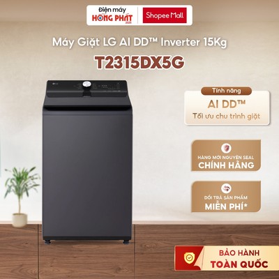 Máy Giặt Lồng Đứng LG AI DD™ Inverter 15kg Màu Đen T2315DX5G [GIAO TOÀN QUỐC]