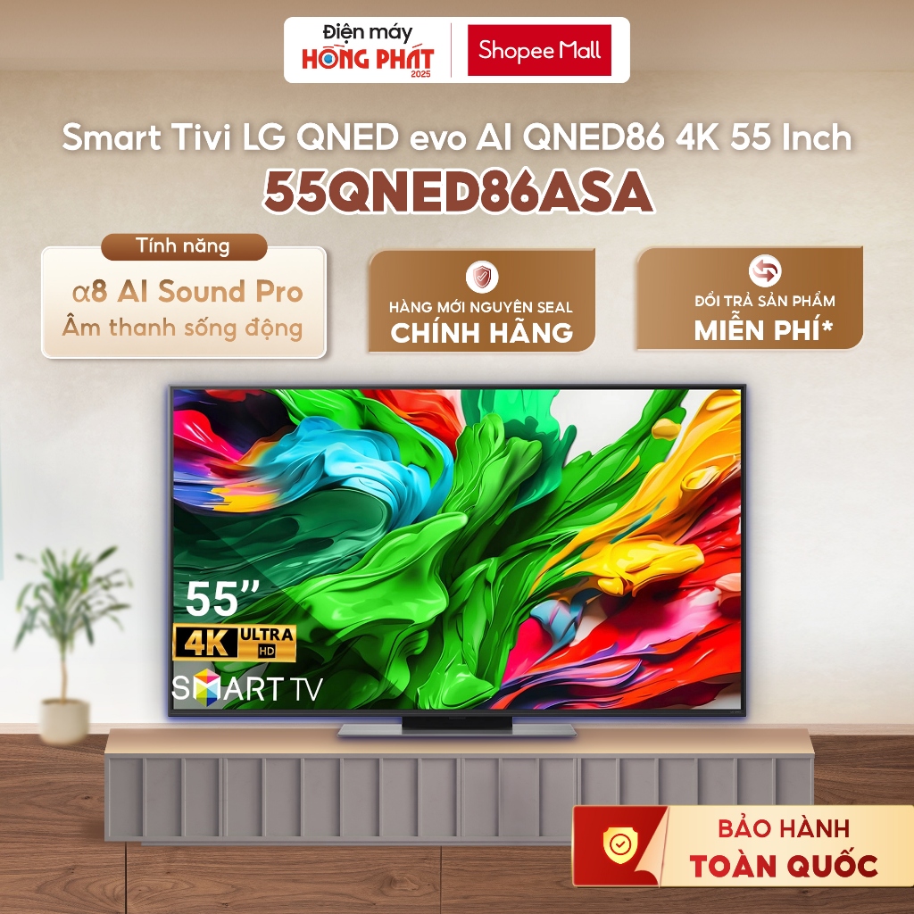 [GIAO TOÀN QUỐC] Smart Tivi LG QNED evo AI QNED86 4K 55 Inch 55QNED86ASA