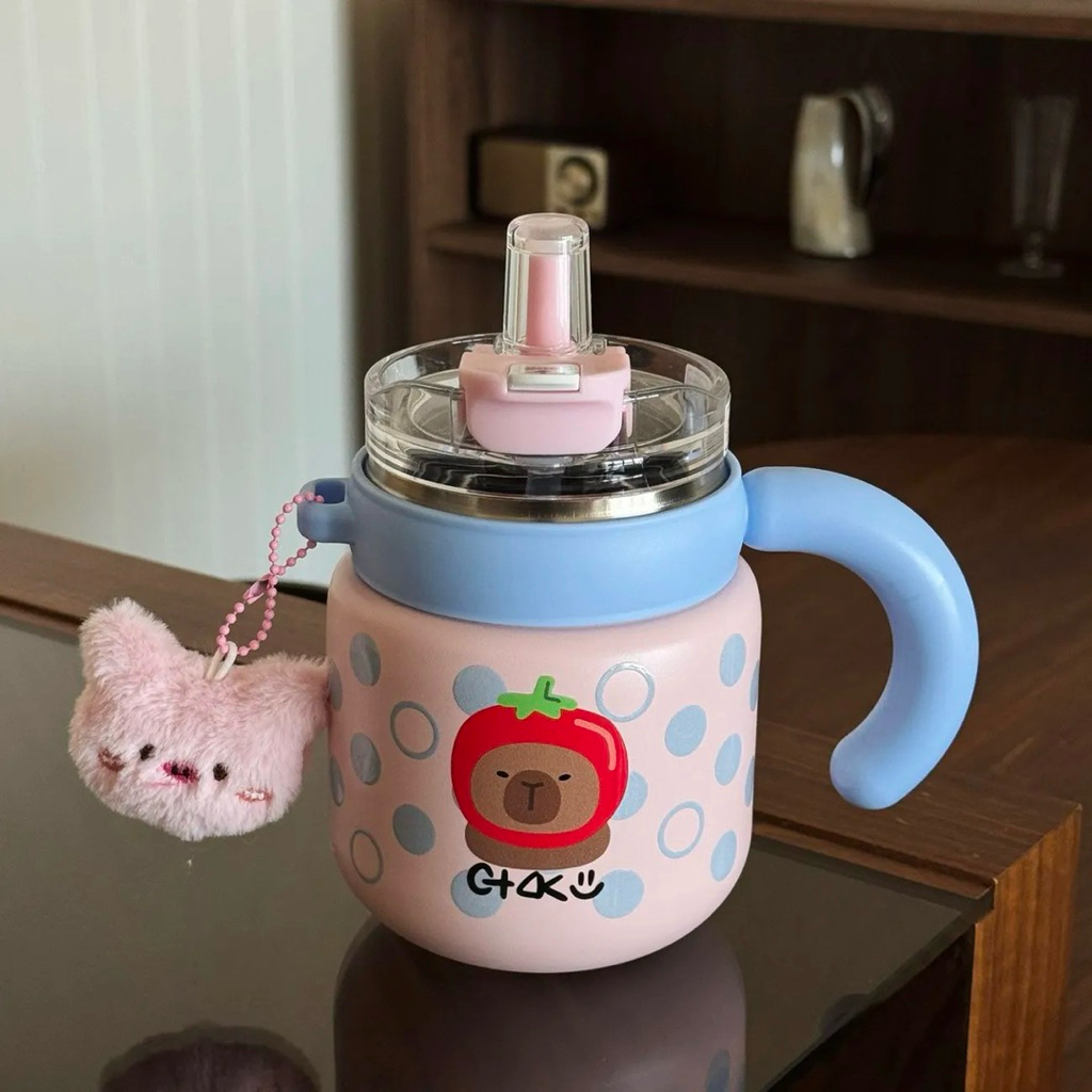 Ly giữ nhiệt cao cấp hoạ tiết chấm bi 800ml