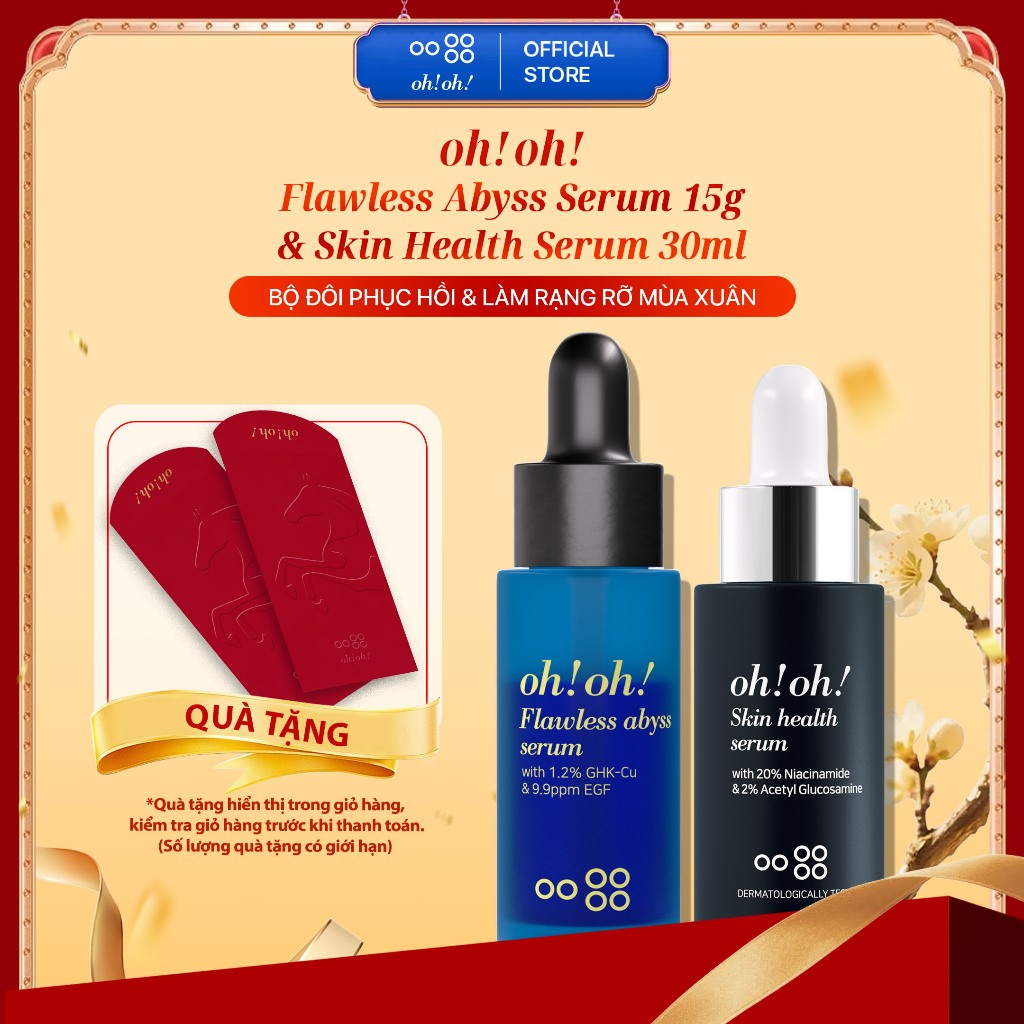 Bộ đôi phục hồi & làm rạng rỡ mùa xuân ohoh Flawless Abyss Serum 15g & ohoh Skin Health Serum 30ml