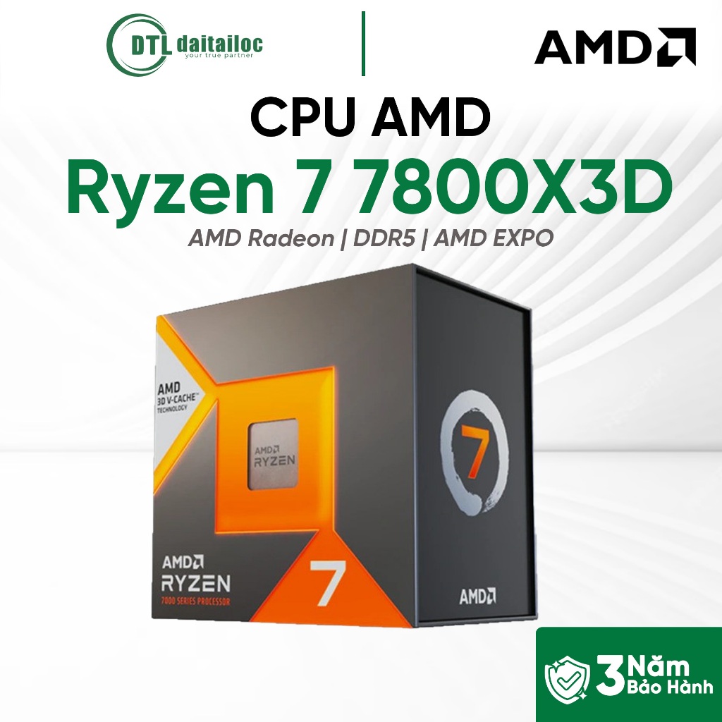 CPU AMD Ryzen 7 7800X3D | Chính Hãng | Bảo Hành 36 Tháng