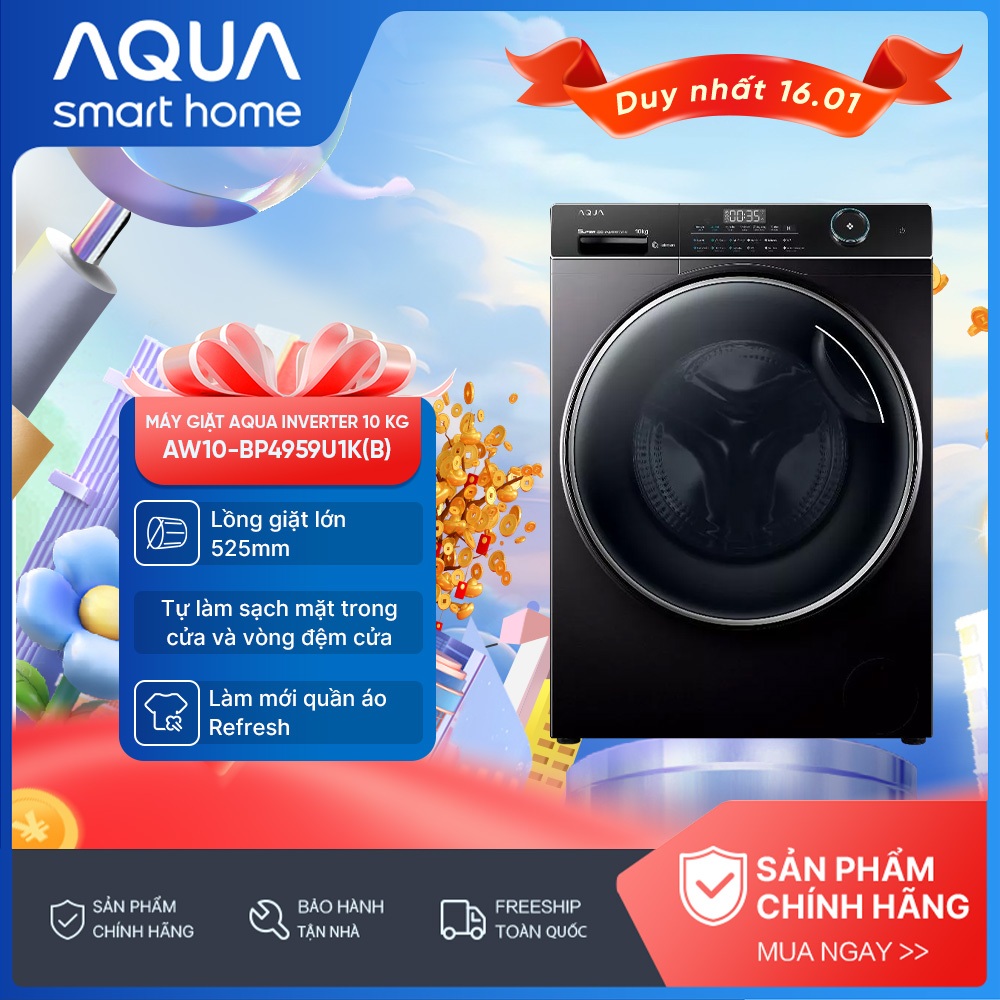Máy giặt Aqua Inverter 10 kg AW10-BP4959U1K(B) - Bảo hành 2 năm
