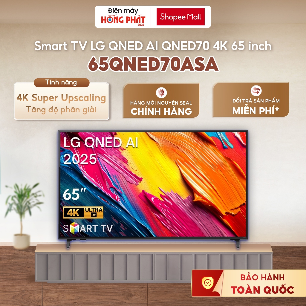 [GIAO TOÀN QUỐC] Smart Tivi LG QNED AI 4K QNED70 65 Inch 65QNED70ASA