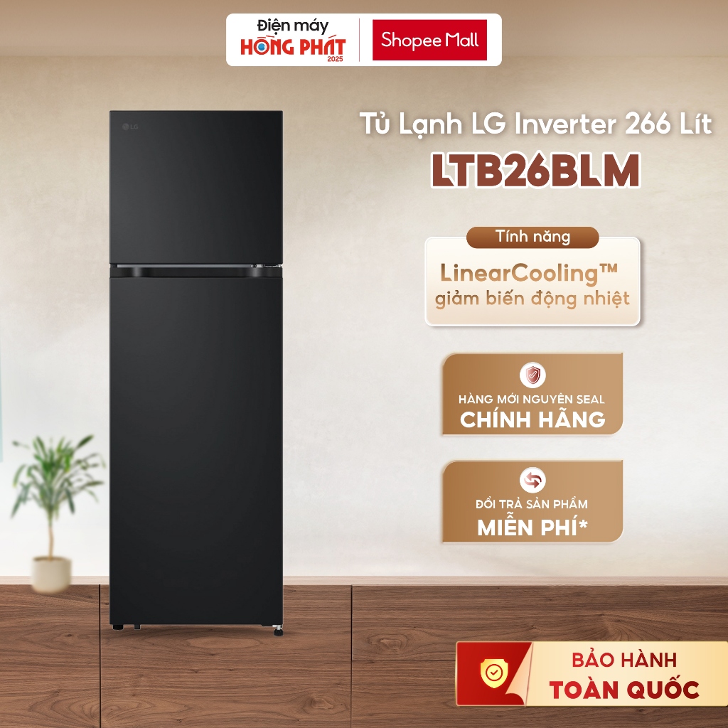 LTB26BLM | Tủ lạnh LG Inverter 266 Lít LTB26BLM - Ngăn Đá Trên - Luồng Khí Lạnh Đa Chiều Multi Air F