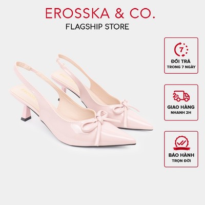 [EROSSKA] - Giày cao gót nữ mũi nhọn đính nơ kiểu dáng sang trọng thời trang cao 7cm - EH058
