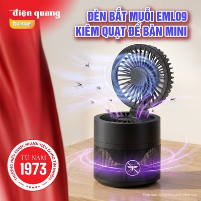[KOL] Quạt Mini Để Bàn Kiêm Đèn Bắt Muỗi EML09 Điện Quang 2 Trong 1, Bắt Muỗi Bằng Quạt Hút Không Gây Tiếng Ồn
