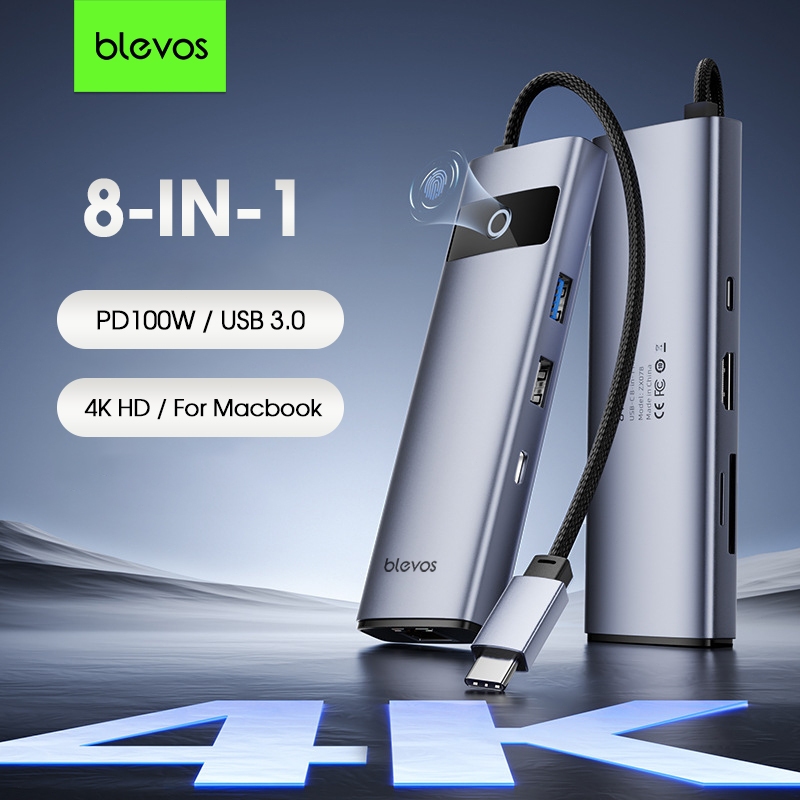 8 trong 1 Hub hia cổng USB 3.0 bộ chuyển đổi Hub chuyển đổi Type C to HDMI SD TF Hub LAN RJ45 cổng c