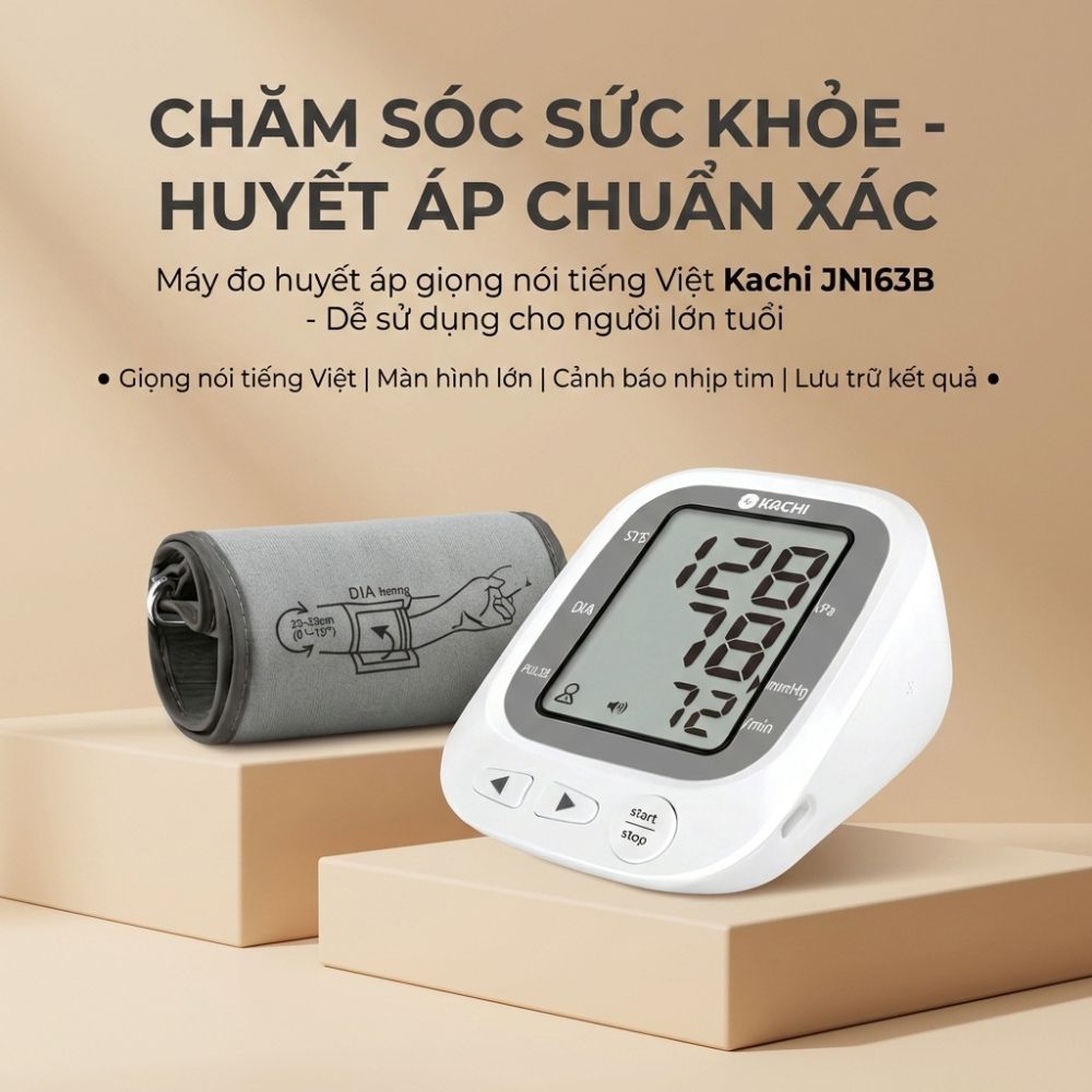 Máy đo huyết áp bắp tay có giọng nói tiếng Việt dễ sử dụng cho người lớn tuổi Kachi - thanh lý trưng bày