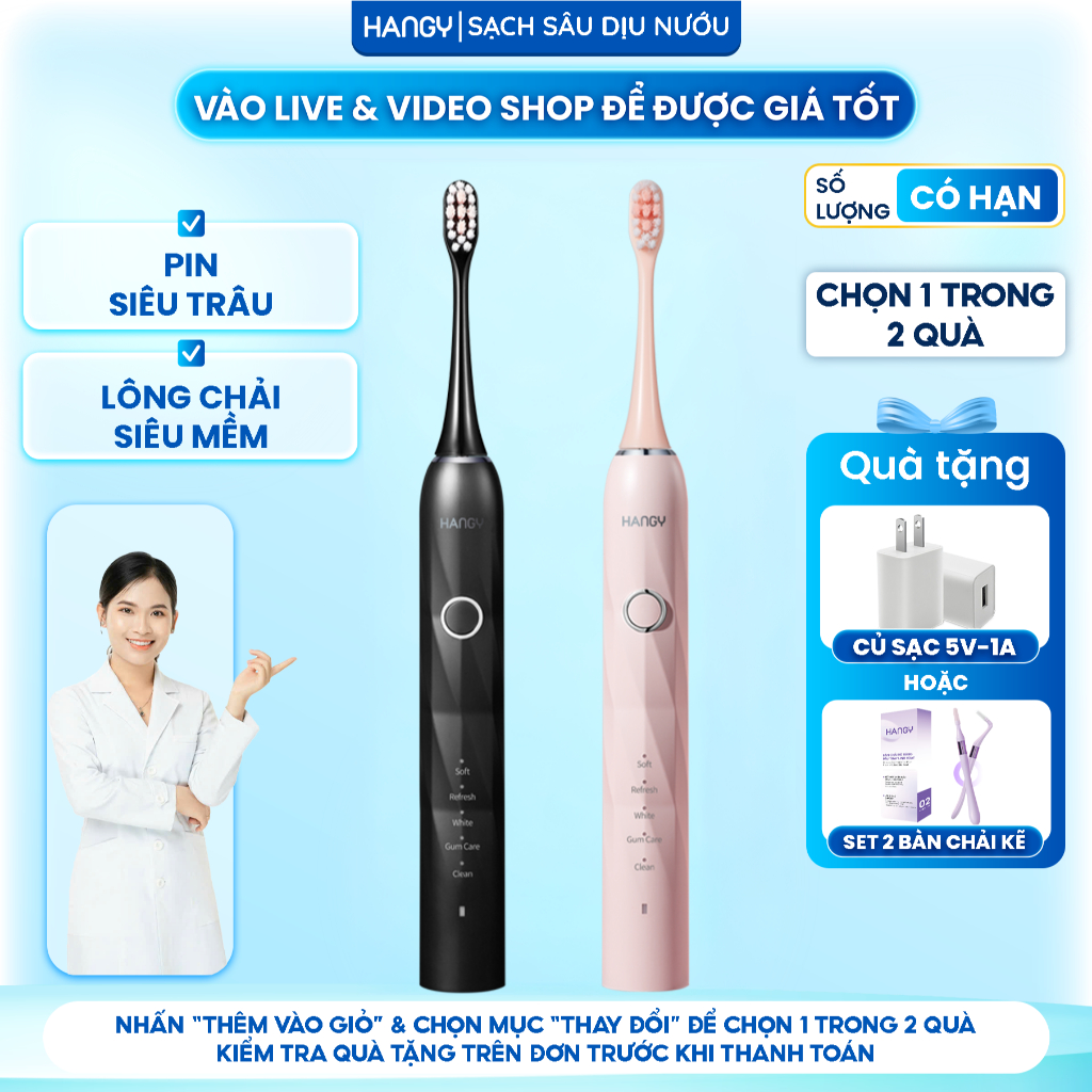 Bàn chải điện HANGY chuẩn nha khoa HY23 Pro & X1