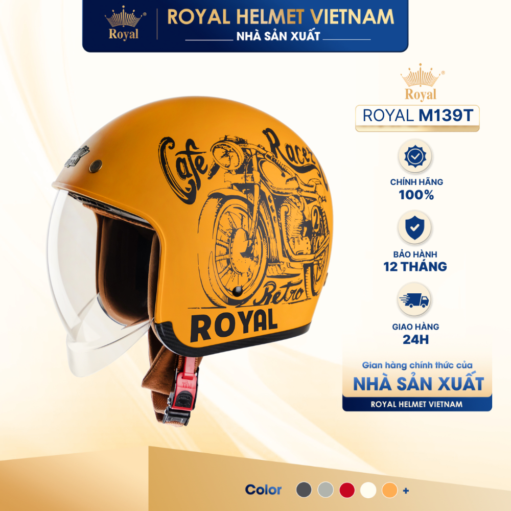 [NHÀ SẢN XUẤT] Nón Bảo Hiểm 3/4 M139 Design Kính Âm Chính Hãng, Mũ Bảo Hiểm Có Kính Bảo Hành 12 Tháng