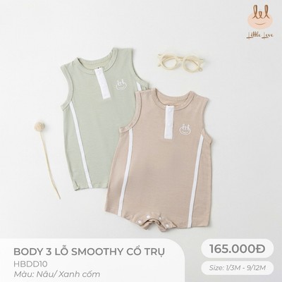 BỘ BA LỖ SMOOTHY CỔ TRỤ LIL LITTLE LOVE [ SIÊU MỀM, MÁT, MỊN CO DÃN VÀ THẤM HÚT ] SZ 1/3M -9/12M (HBDD10)