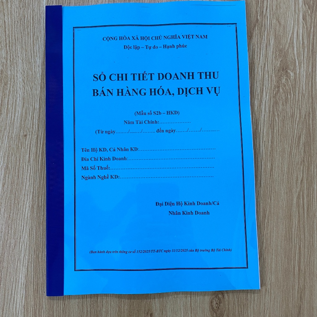 (Mẫu số S2b-HKD) Sổ Chi Tiết Doanh Thu Bán Hàng Hóa, Dịch Vụ  - Sổ Sách Cho HKD Doanh Thu Trên 500 t