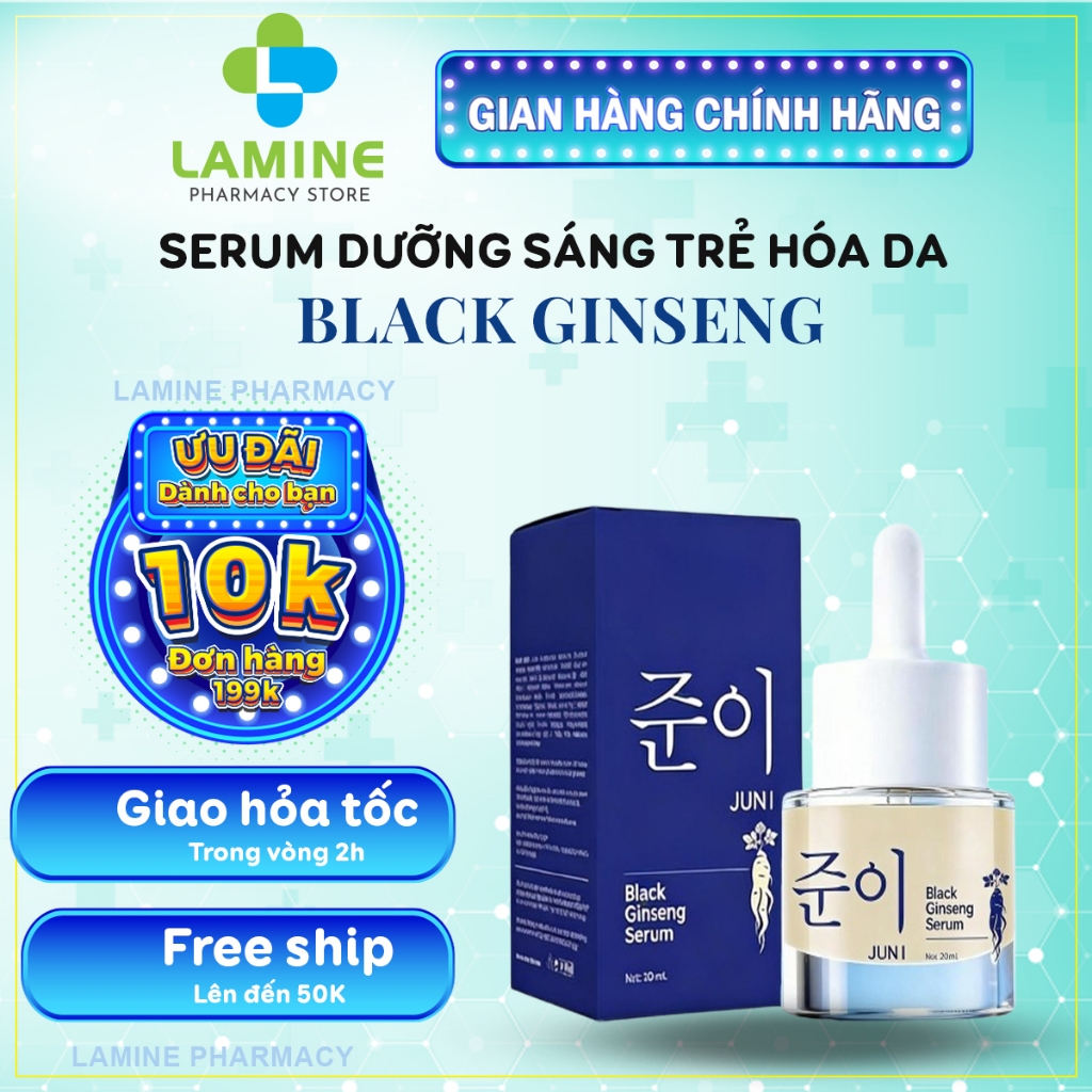 Serum Nhân Sâm Đen Black Ginseng - Serum Black Ginseng JUNI Mờ Thâm Dưỡng Trắng Da, Se Khít Lỗ Chân 