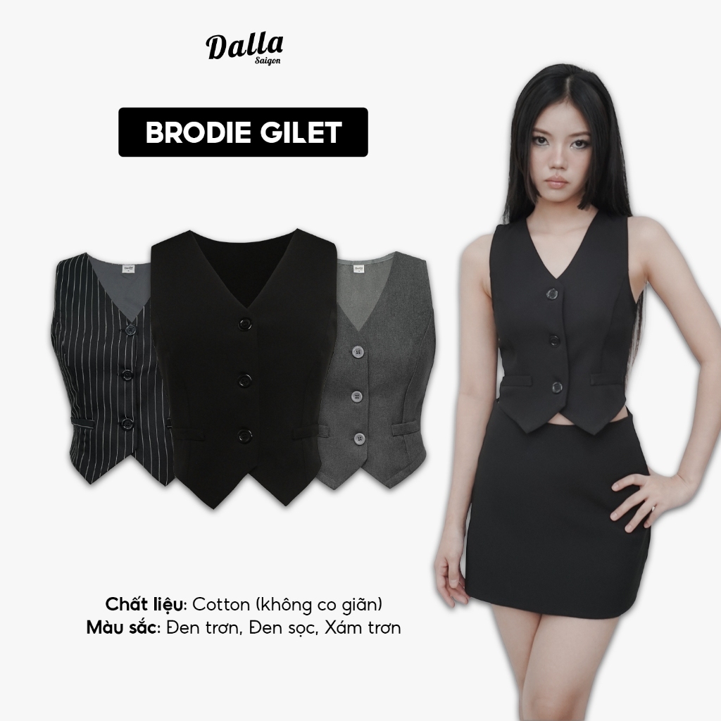 DALLA Áo gile nữ dạng vest cài khuy (GL03) Brodie Vest HOT!