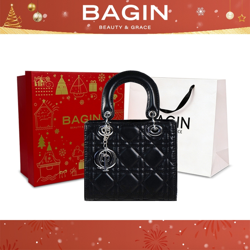BAGIN Túi Xách Nữ Dáng Vuông  Da Cao Cấp Mềm Tặng Kèm Charm Dây Đeo Có Quai Xách Năm mới Quà tặng