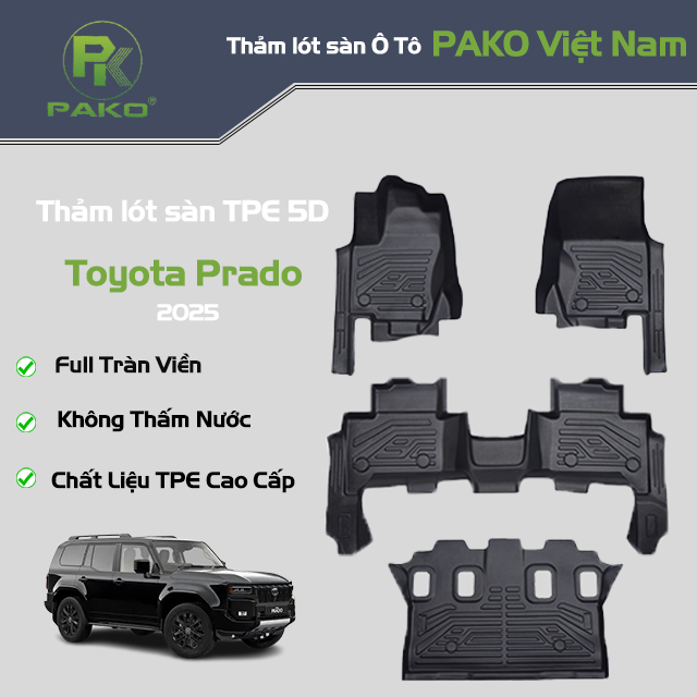 [Pako] Toyota Prado [2023-2025]-Thảm lót sàn ô tô TPE