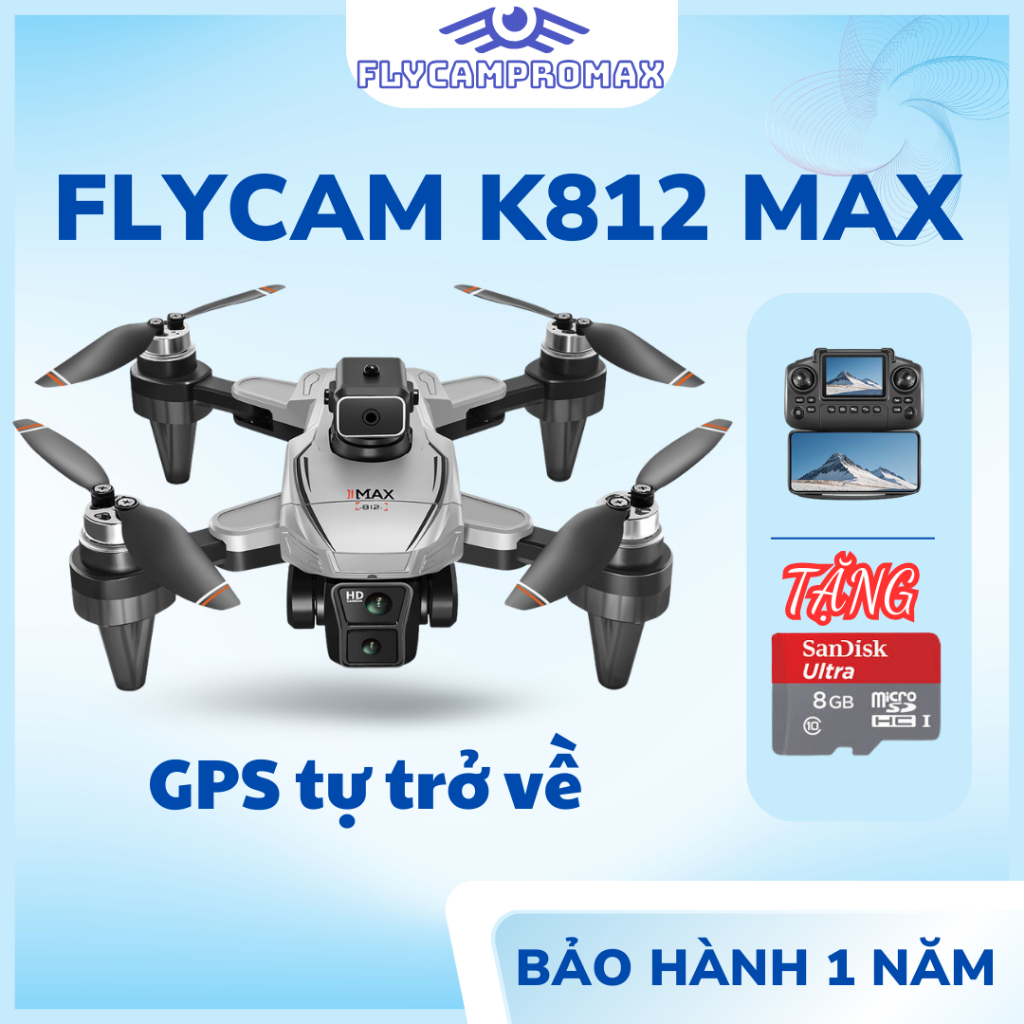 Flycam K812 Pro Max, flaycam giá rẻ, có GPS tự động quay về khi sắp hết pin, cảm biến chống va chạm