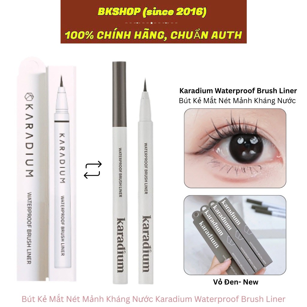 [KARADIUM] Bút dạ kẻ mắt đầu mảnh ,chống trôi Karadium Waterproof Brush Liner Black Eyeliner