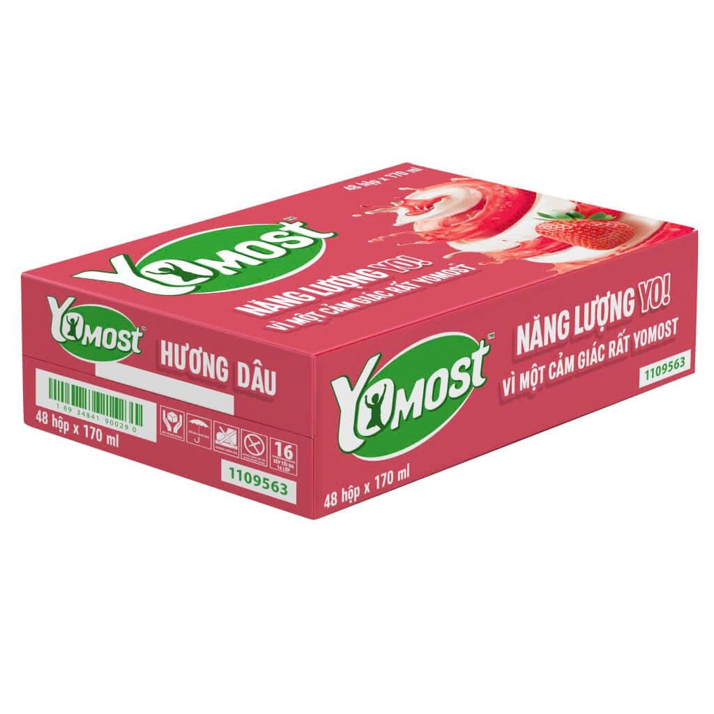 Sữa Yomost Dâu 170ml (48 Hộp)_00290 thùng