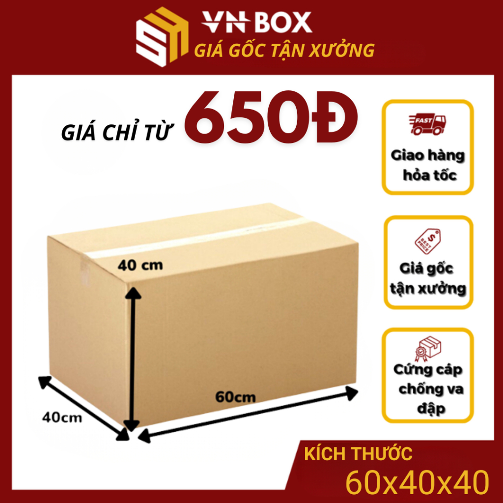 Combo 10 thùng carton 60x40x40 thùng carton to chuyển nhà, đóng hàng size lớn giá rẻ xưởng