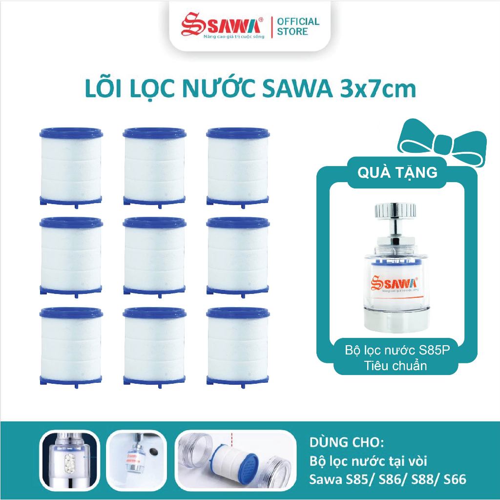 COMBO 09 LÕI LỌC NƯỚC SAWA - Sử dụng cho các loại vòi lọc nước và đầu lọc nước tại vòi đa năng Sawa