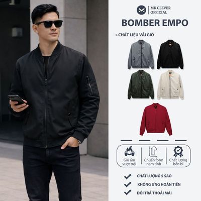 Áo khoác Bomber Nam thu đông MK CLEVER Chất liệu vải gió, trượt nước, trần bông dày dặn lên phom đẹp