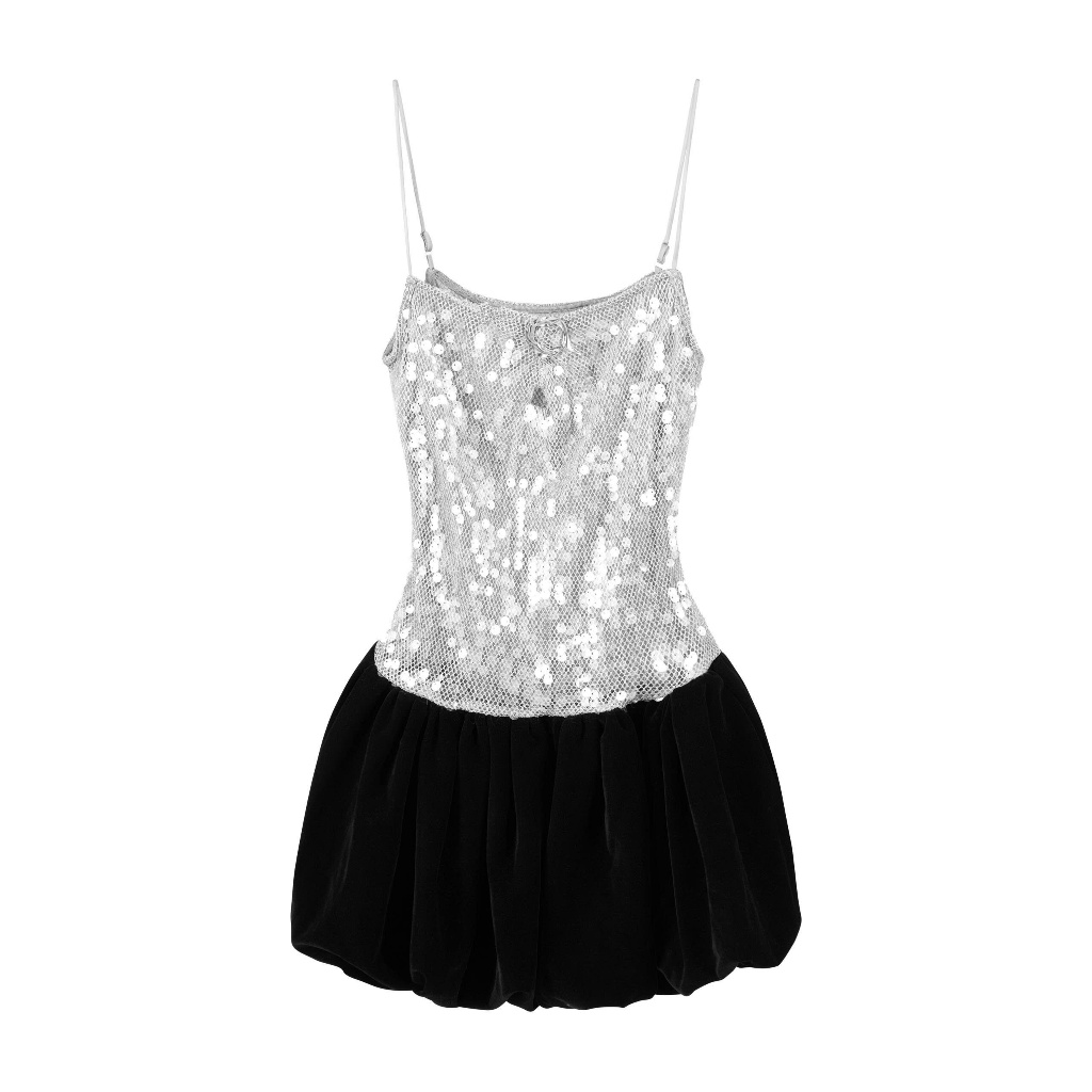 Váy Hai Dây Sequin Ánh Bạc Dáng Ôm Phối Chân Váy Phồng – Party Night Dress - Oisa Dress - T3SW251009