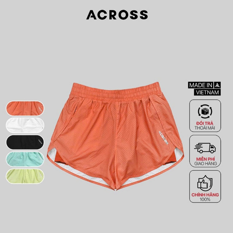 Quần short thể thao nữ 2 lớp Across Ultra Fast Ver1 - Chạy bộ, cầu lông, gym thấm hút mồ hôi.