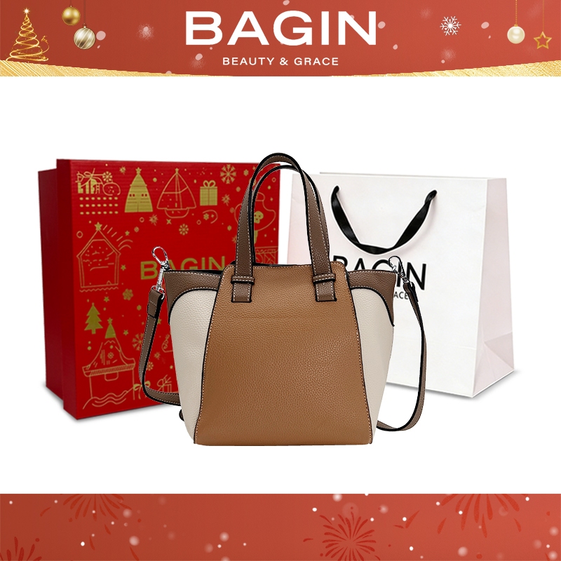 Bagin (NEW) Túi Xách Tote Thiết Kế Màu Xen Kẽ, Thời Trang Và Phù Hợp Cho Văn Phòng