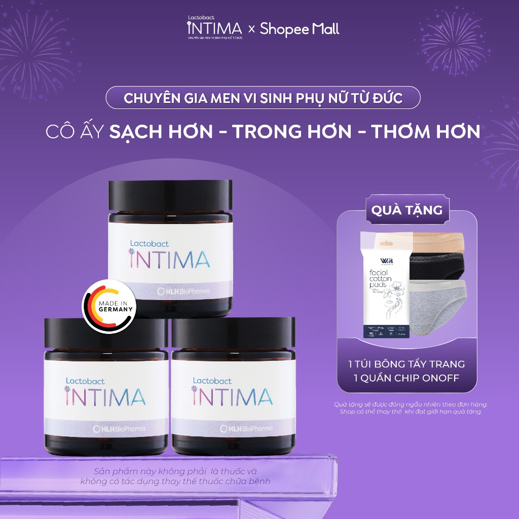 3 Hộp men vi sinh phụ nữ Lactobact Intima bổ sung lợi khuẩn, hỗ trợ giảm tái phát viêm, ngứa rát, tă