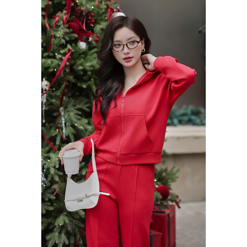 Bộ nỉ nữ CHAMEL cao cấp, bộ thu đông kéo khóa có mũ, vải nỉ mềm mịn mặc siêu ấm, giữ nhiệt tốt, mẫu 