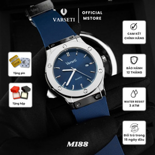 Đồng hồ nam mỏng nhẹ Varseti Đồng hồ cao cấp khung viền thép không gỉ khóa chữ H dây silicon - m188