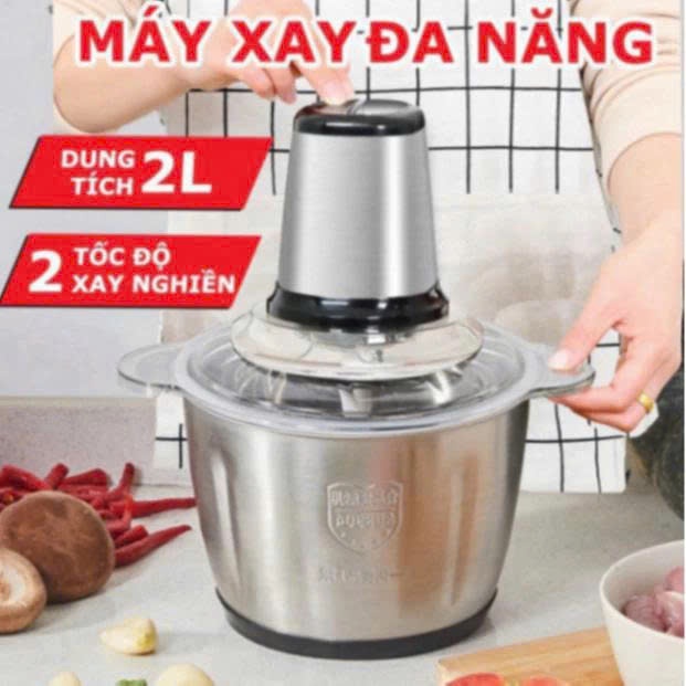 Máy Xay Thịt, Máy Xay 2L Cối Inox 4 Lưỡi Dao Công Suất Lớn Siêu Bền Rẻ